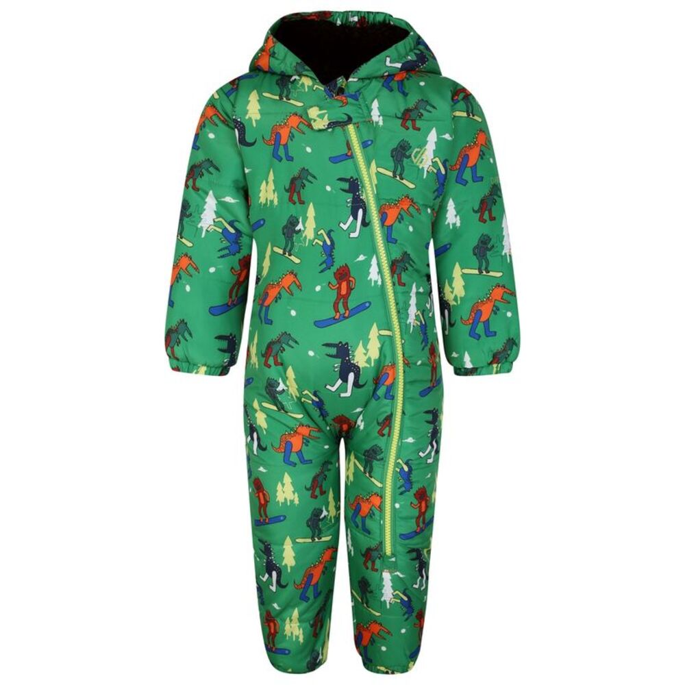 Dare 2B Baby Bambino II Dinosaur Waterproof Snowsuit / Trek Green